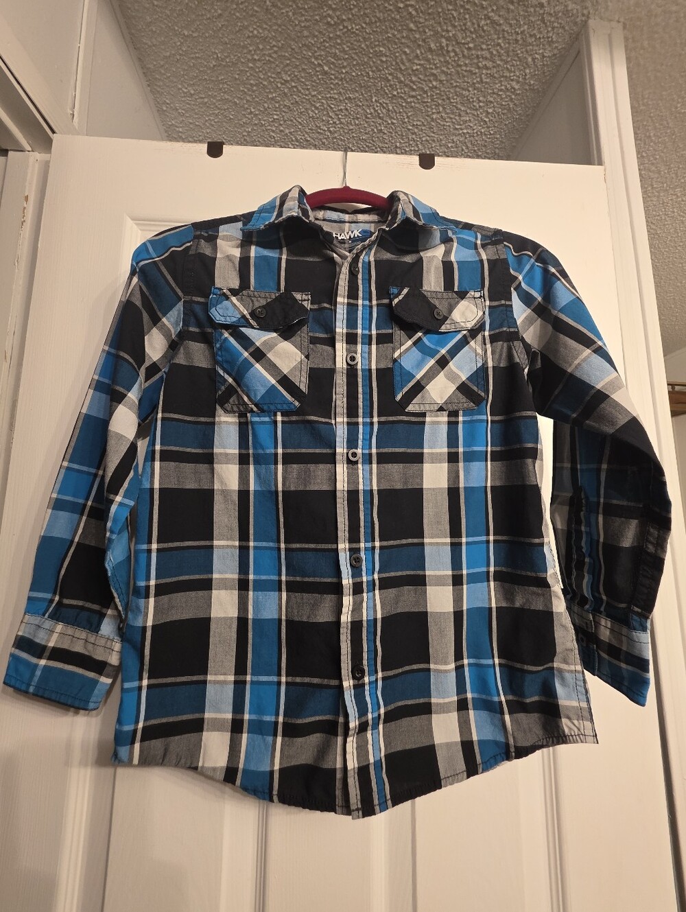 Tony Hawk Boys Plaid Button-Up Shirt Sz M